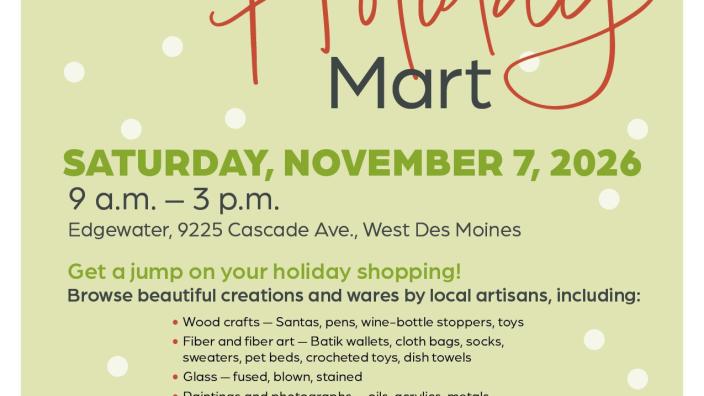 Edgewater Holiday Mart 2026 - Community event in Des Moines, Iowa
